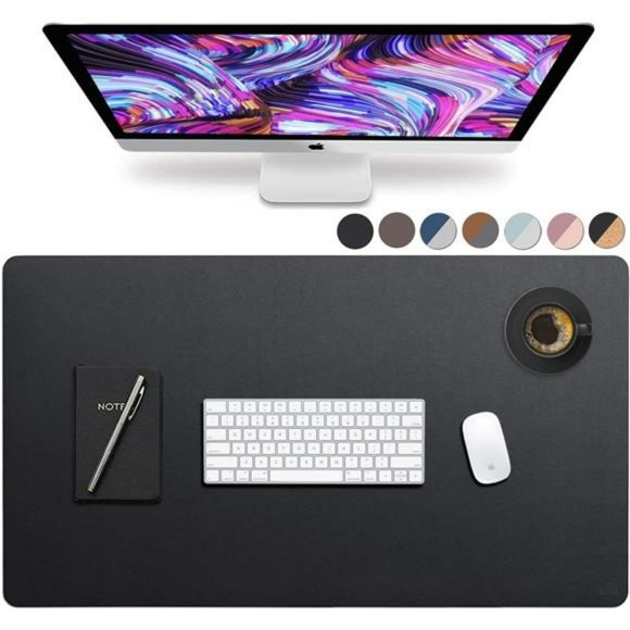 Leather Desk Pad 36" x 20"Waterproof Black, Large Mouse Pad, Dual-Sided Blotter - Picture 1 of 6